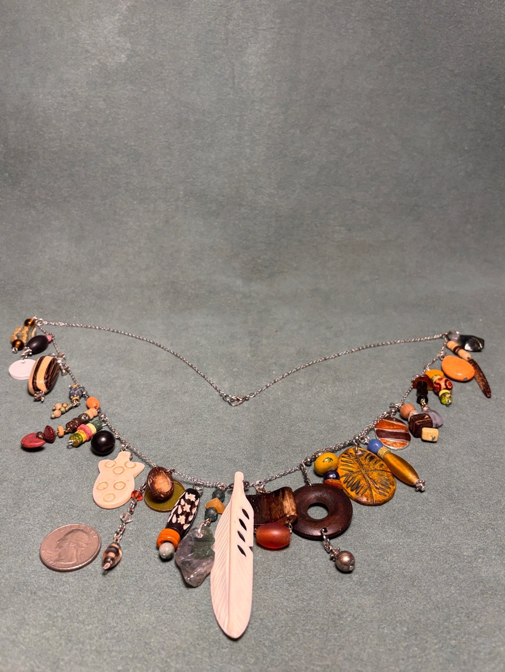 Hand crafted extra-long charm necklace - Picture 2 of 3